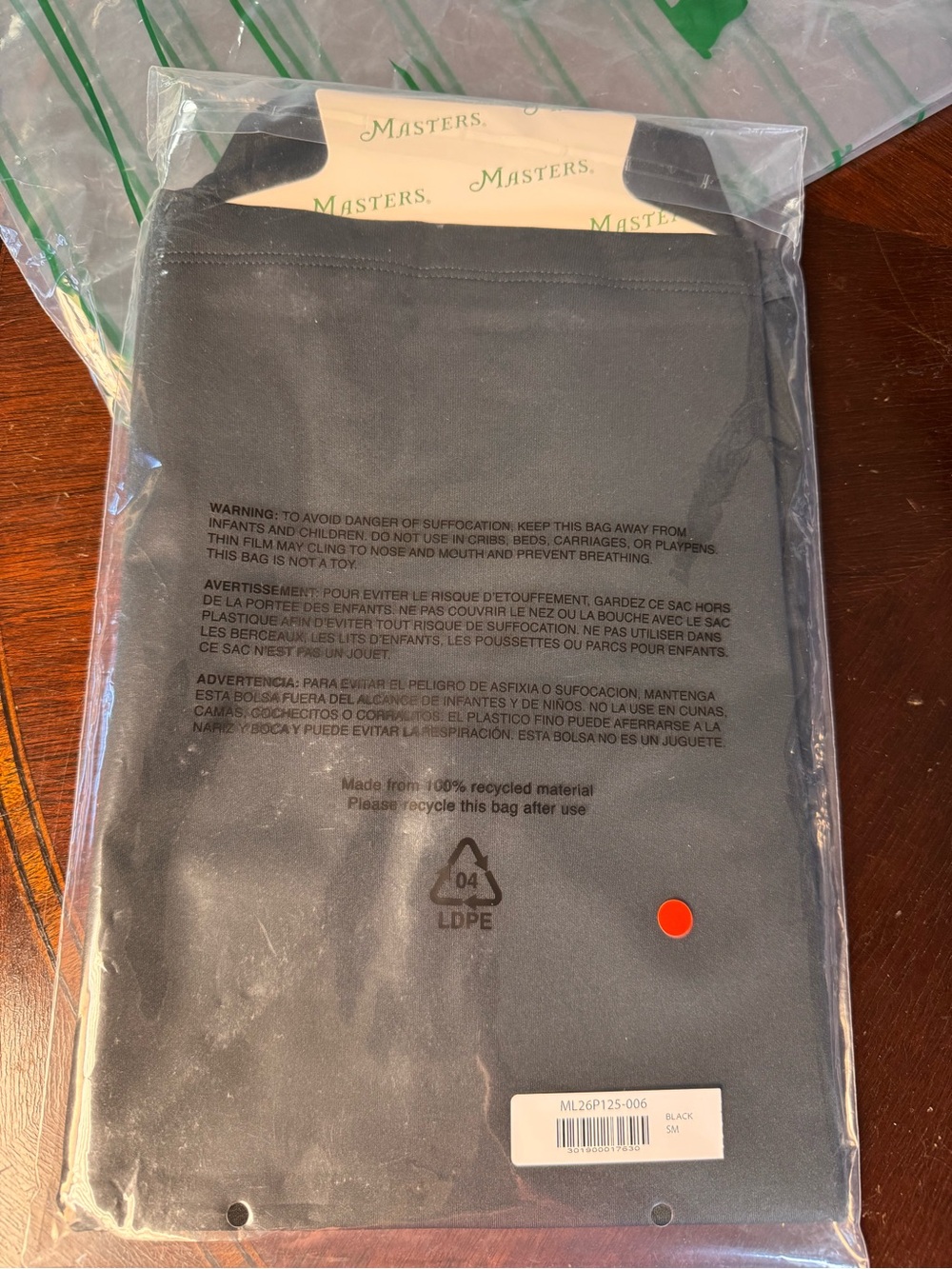 Masters Black Quarter-Zip Performance Top - Picture 2 of 3
